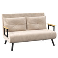 3-in-1 Velvet Fabric Sofa Bed with Adjustable Backrest and 2 Cushions, 102x73x81 cm, Beige