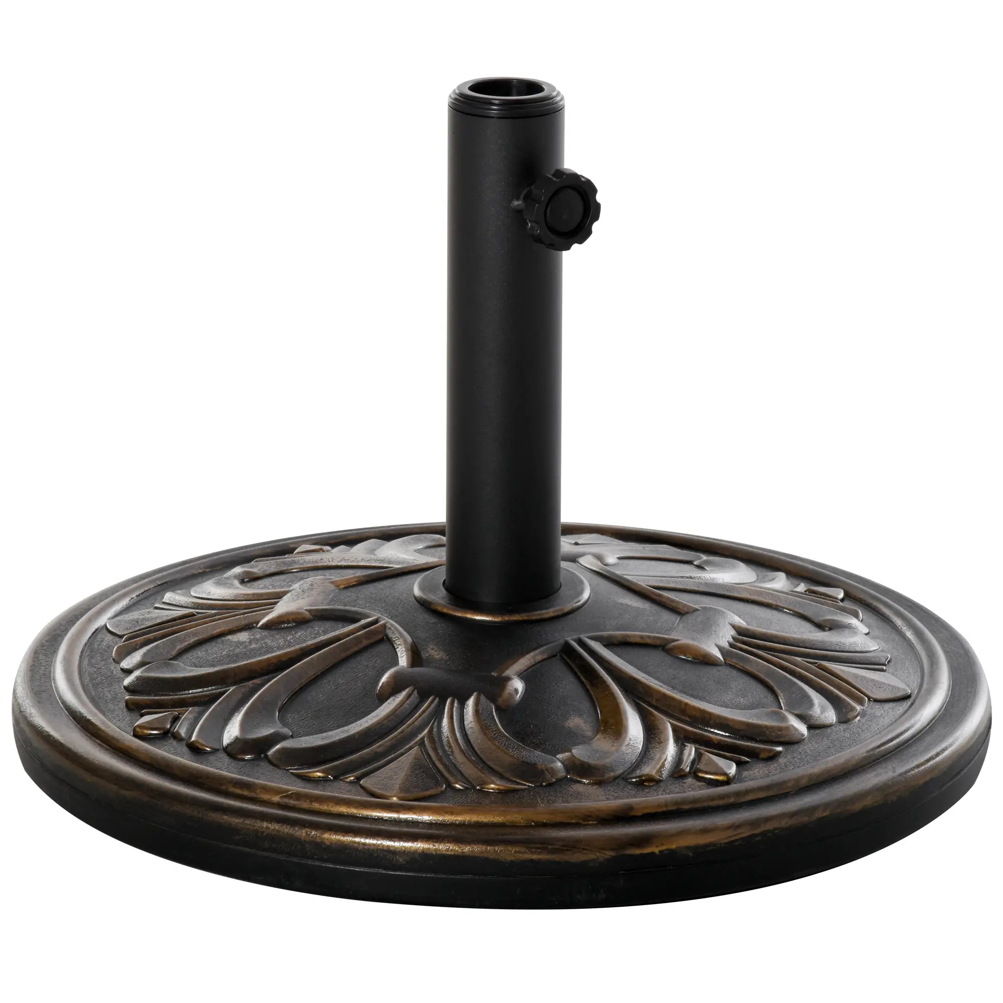 Round Umbrella Base Ø48x34 cm in 13kg Plastic for Ø35/38/48 mm Poles, Bronze - Borge' Group Limited