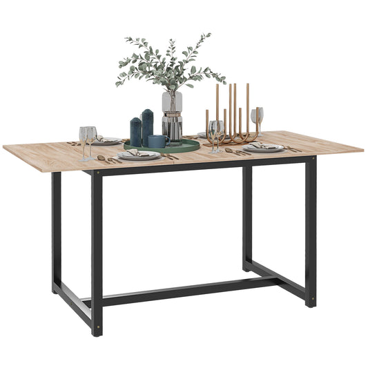 Extendable Dining Table for 4-6 People Industrial Style in Wood and Steel, 120-160x80x75.5cm