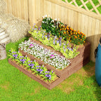 4-Level Raised Garden Bed in Fir Wood with Open Bottom, 113x113x46 cm, Brown