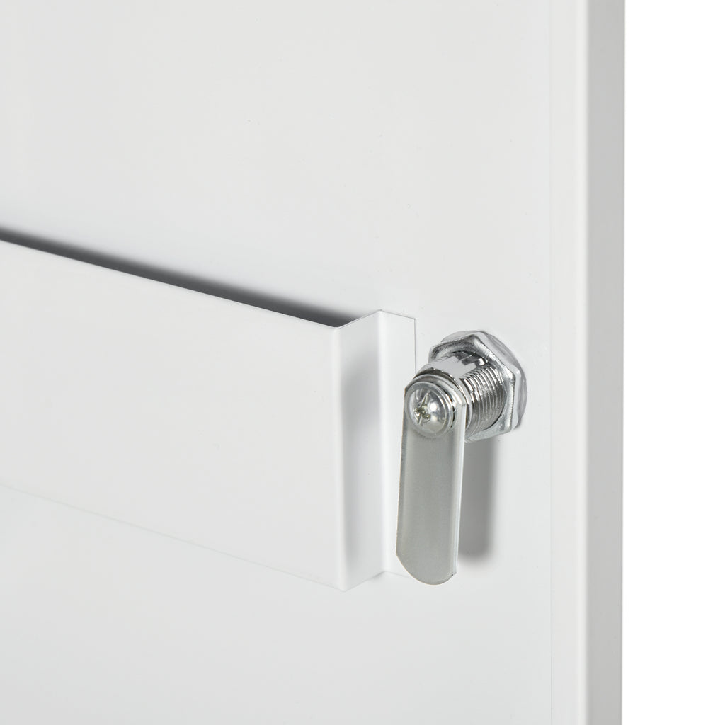 Wall Mounted Medicine Cabinet with 2 Shelves and 2 Keys, Steel, 40x15x53.5 cm, White