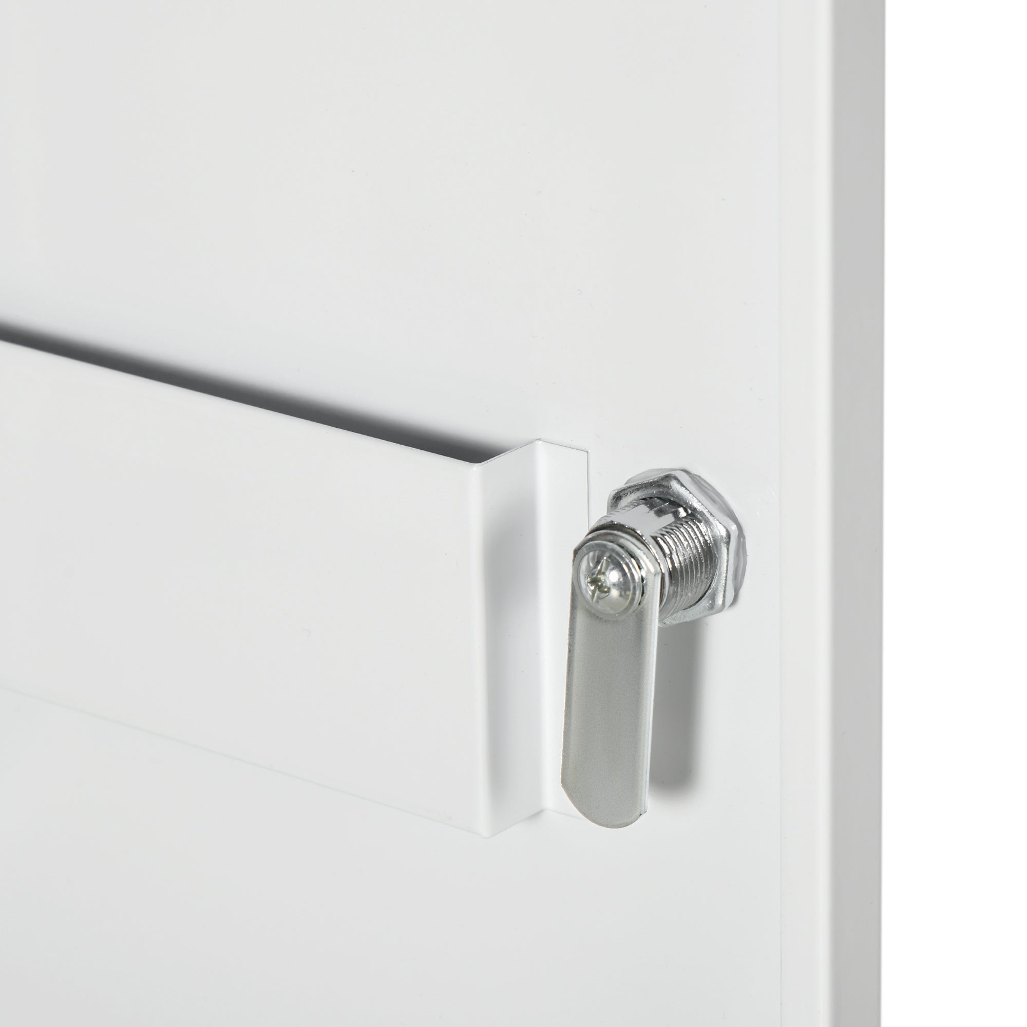 Wall Mounted Medicine Cabinet with 2 Shelves and 2 Keys, Steel, 40x15x53.5 cm, White