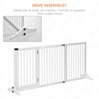 PAWHUT DOG CANCELLINE ADJUSTABLE Size with 3 panels, in pine wood, 113-166x36x71 cm, white - Borgè