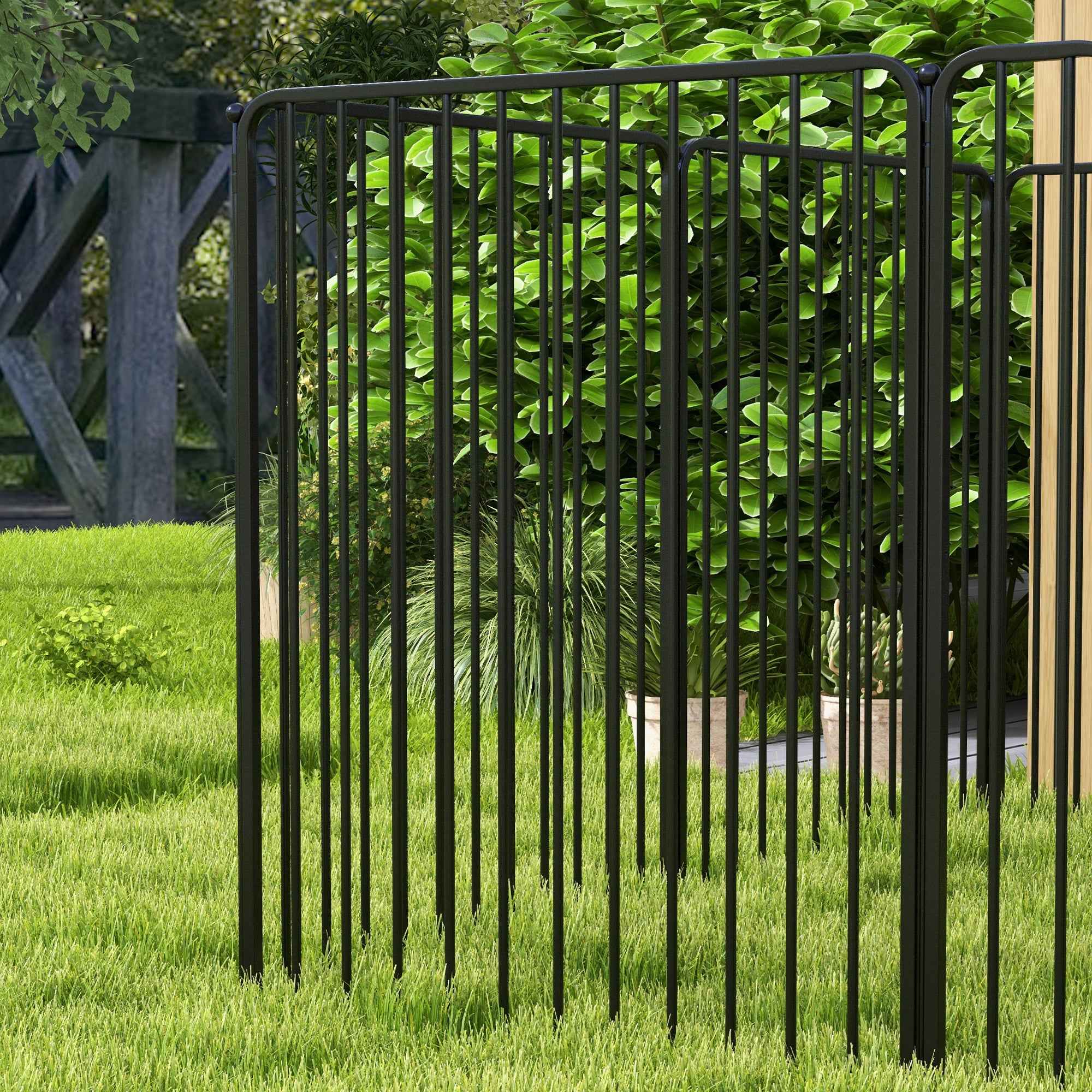 PawHut 8-Panel Modular Indoor/Outdoor Dog Kennel with 9 Pegs, Steel, 164x164x100 cm, Black