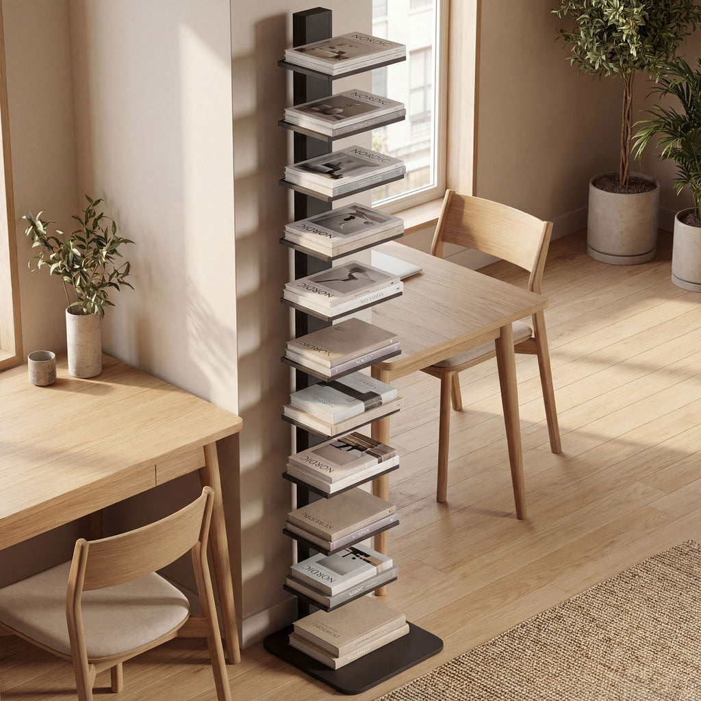 HOMCOM Modern 11-Tier Tall Bookcase, Space-Saving Industrial Style, 34.5 x 41.5 x 163.5 cm, Black