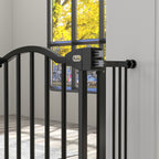 PawHut Extendable Dog Gate Without Screws Adjustable from 74-100 cm High 78 cm in Metal, Black - Borgè
