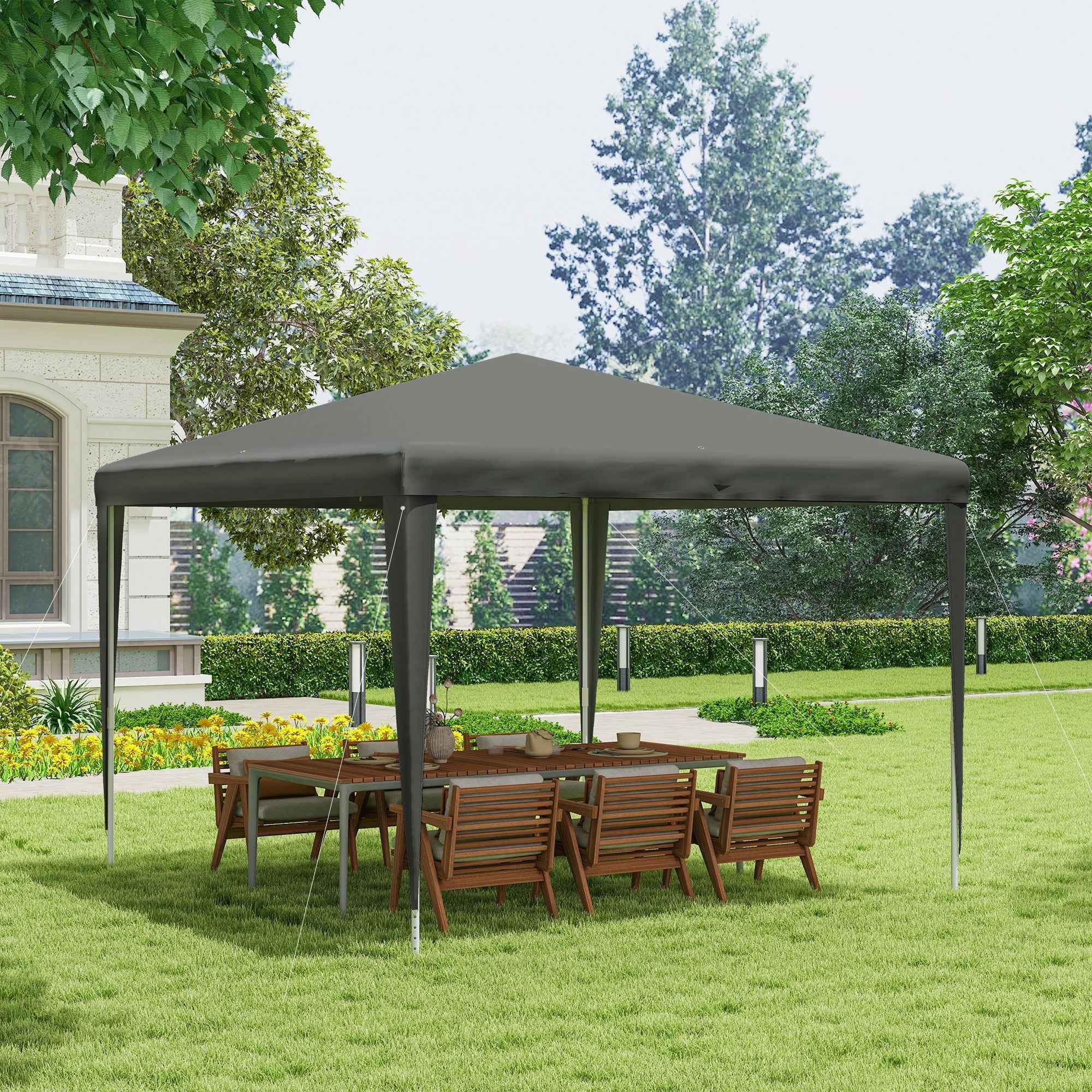 Outsunny 3x3m Folding and Portable Garden Gazebo for Parties with UV Protection Cover, Grey
