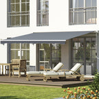 Manually Roll Up Outdoor Awning in Aluminum and Polyester, 2.5x2 m, Gray and White