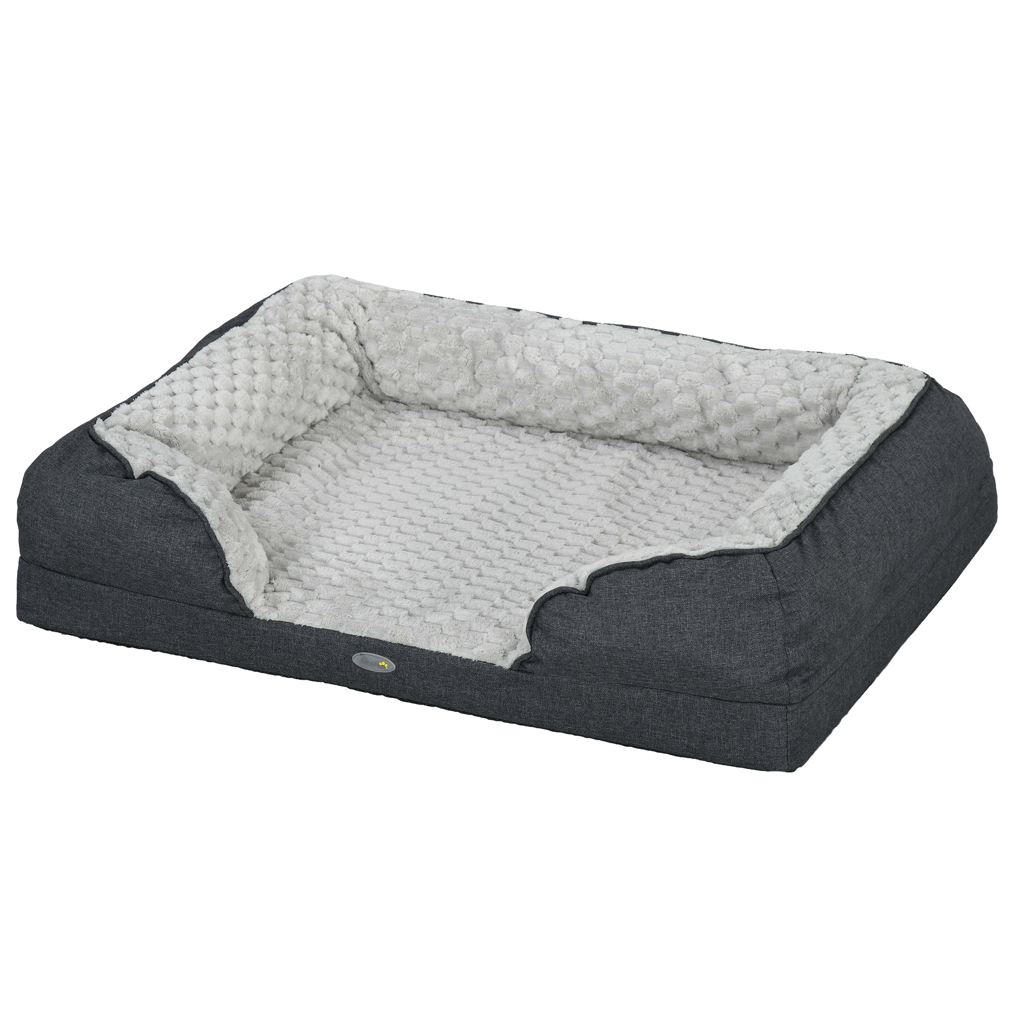 Medium Dog Bed with Removable Washable Cushion, 90x69x21cm, Charcoal Grey