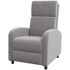 160° Reclining Armchair in Linen Effect Fabric with Square Armrests, 64x86x102 cm, Grey - Borgè