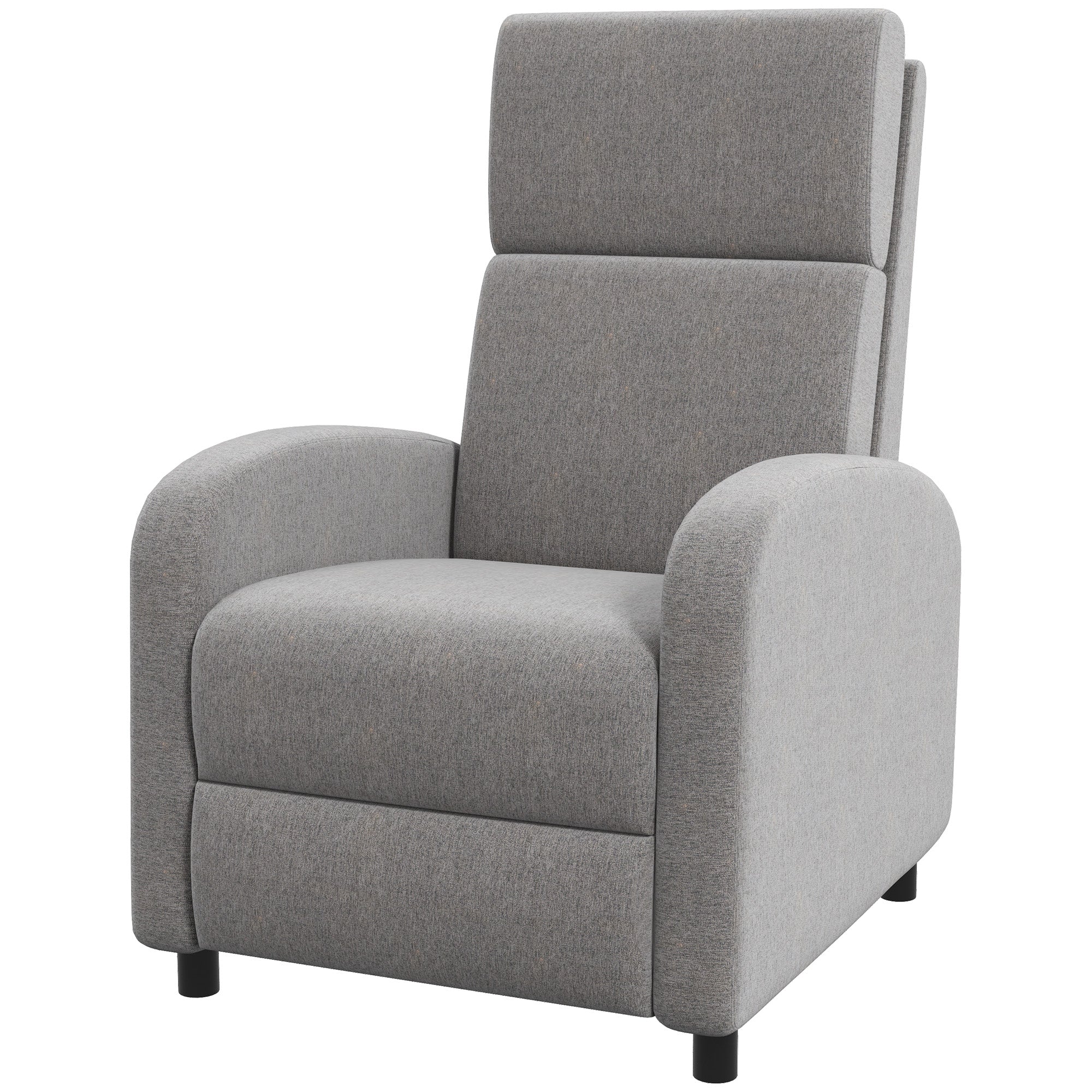 160° Reclining Armchair in Linen Effect Fabric with Square Armrests, 64x86x102 cm, Grey - Borgè