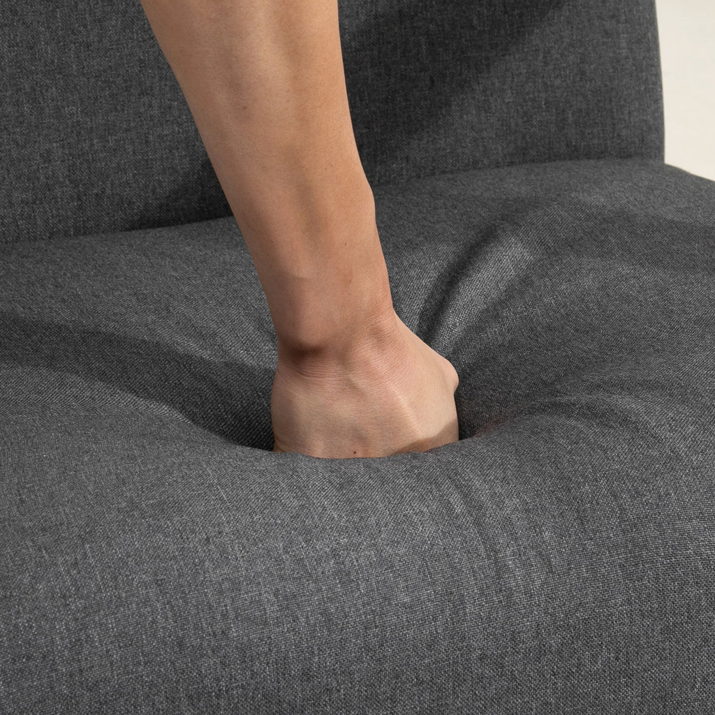 Vintage Style Upholstered Living Room Armchair with Wooden Armrests, 68.5x78.5x75 cm, Dark Grey