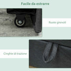 HOMCOM Single Bed with Pull-Out Second Bed, Fabric Upholstery and Armrests, 205x181x70 cm, Dark Grey