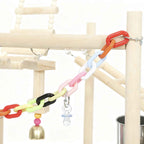 PawHut Parrot Perch with Toys, Ladders, Chains, Bowls, Removable Tray and Perches, Natural Wood