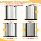 PawHut Extendable Dog Gate Without Screws Adjustable from 74-100 cm in Metal, Black - Borgè