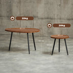 Set of 2 Nesting Coffee Tables in Wood and Metal, Dark Wood Color