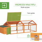 Wooden Chicken Coop for 4-8 Chickens with Wire Mesh and Opening Roof, 240x112. 5x76 cm, Orange