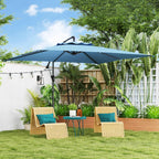 Outsunny 3x3.25m 360° Adjustable Off-Center Garden Umbrella, Light Blue