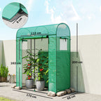 Outsunny Garden Greenhouse with PE Lining, Roll-Up Door and Mesh Windows, 170x68x200 cm, Green