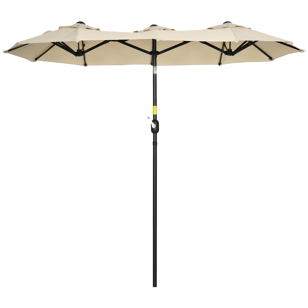 Double Tilting Garden Umbrella with Crank Opening, 295x152x222 cm, Khaki