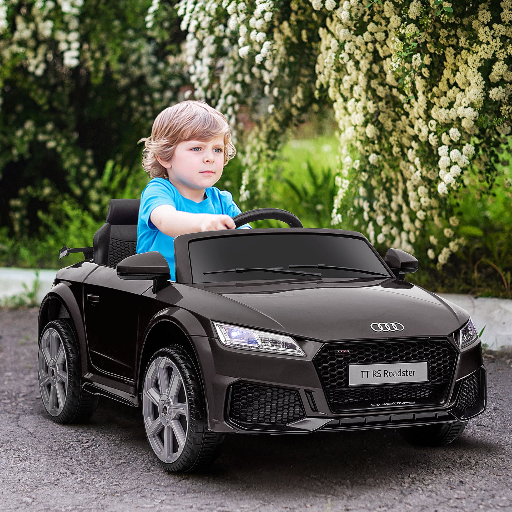 Homcom Children's electric machine 3-5 years Audi TT with remote control, opening goalkeeper and LED headlights, black - Borgè