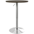 High Bar Table with Adjustable Height, Swivel Top and Steel Base, Ø60x69-91cm, Brown