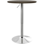 High Bar Table with Adjustable Height, Swivel Top and Steel Base, Ø60x69-91cm, Brown