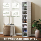 Shoe Rack with 8 Stackable and Foldable Shoe Containers with Transparent Panel, White