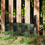 Small Live Animal Trap Cage with Double Door and Handle, 80x25x30cm, Dark Green