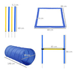 Agility Dog Training Set with Tunnel, Slalom and Obstacle, Carry Bag, Yellow and Blue