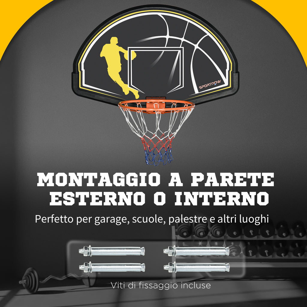 sportnow Basketball Hoop for Children and Adults Indoor and Outdoor in Steel and PE, 110x90x70 cm, Black and Yellow