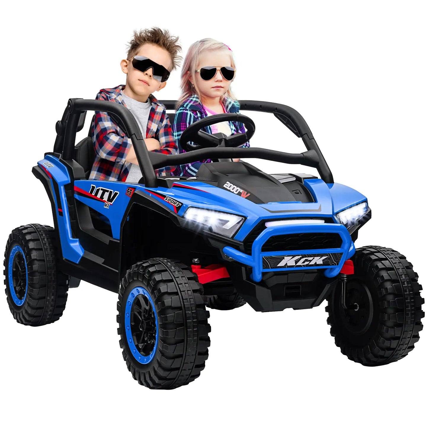 Electric Car for Children 3-8 Years 24V with Manual Guide and Remote Control, Speed 5-7km/h, Blue