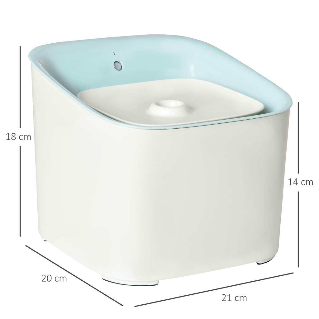 PawHut 3L Cat and Dog Water Fountain with Carbon Filter, LED Light and Motion Sensor, White