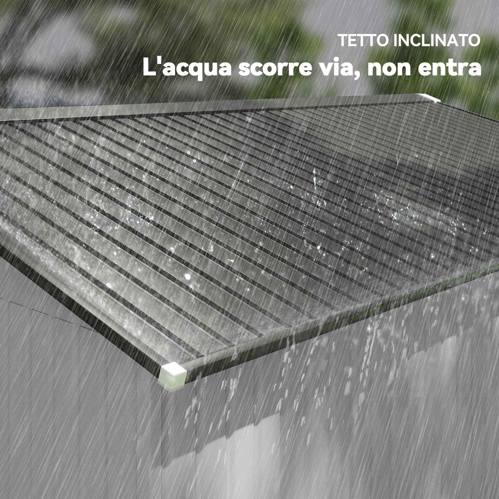 Outsunny 3.4x3.8x2 m Steel Garden Shed with Double Sliding Door and Pitched Roof, Silver