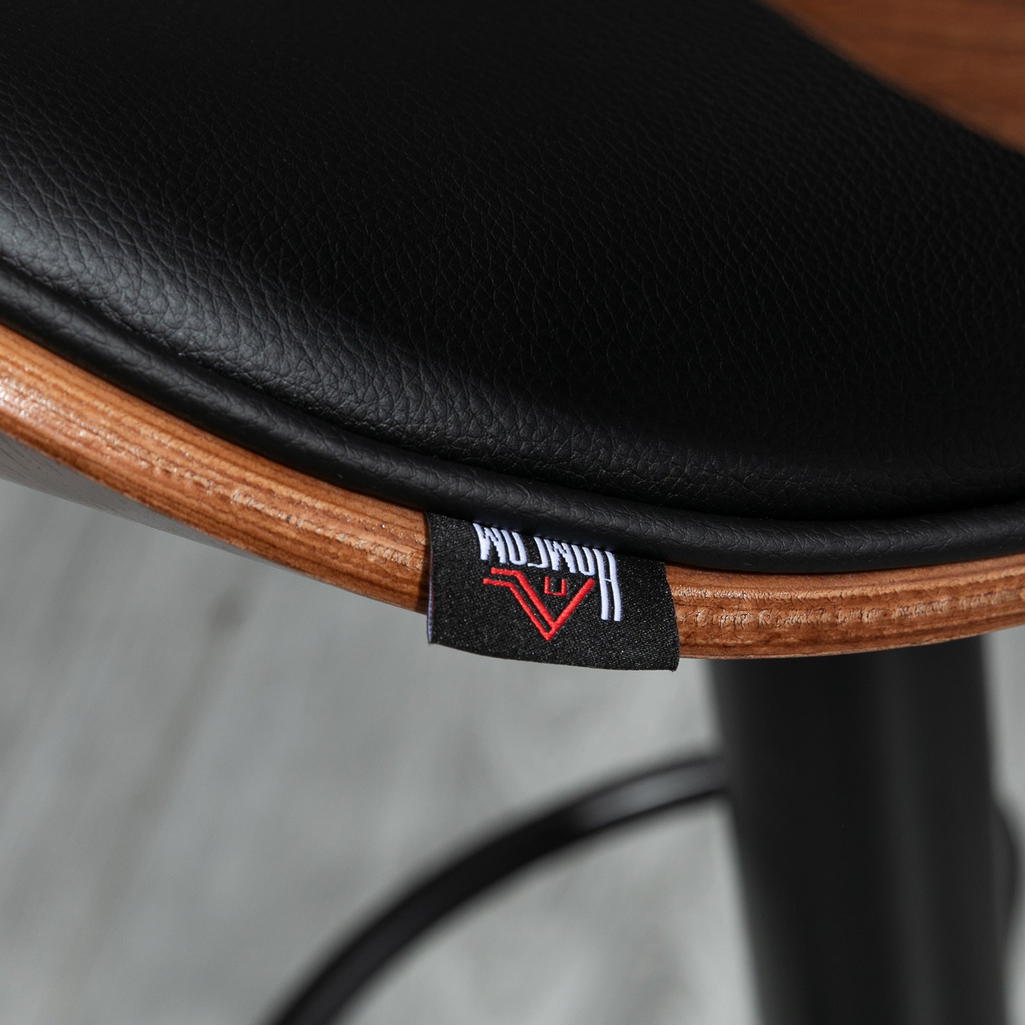 Set of 2 Bar Stools with Height-Adjustable Backrest, Wood and Faux Leather, 53x52x92-112 cm, Black