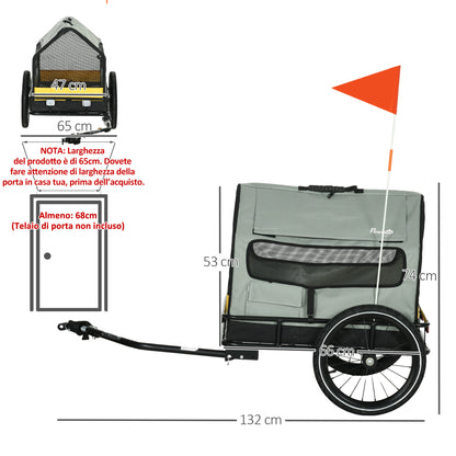 PawHut 3-in-1 Dog Trailer with Removable House and Flag for Small Dogs, Gray - Borgè