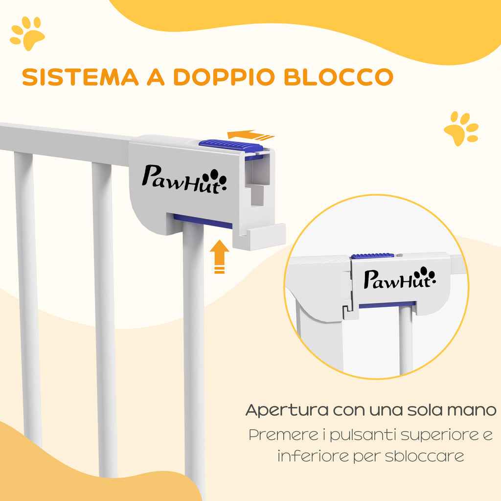3-Panel Folding Dog Gate with Double Lock, Steel and Plastic, 206 x 120 cm, White