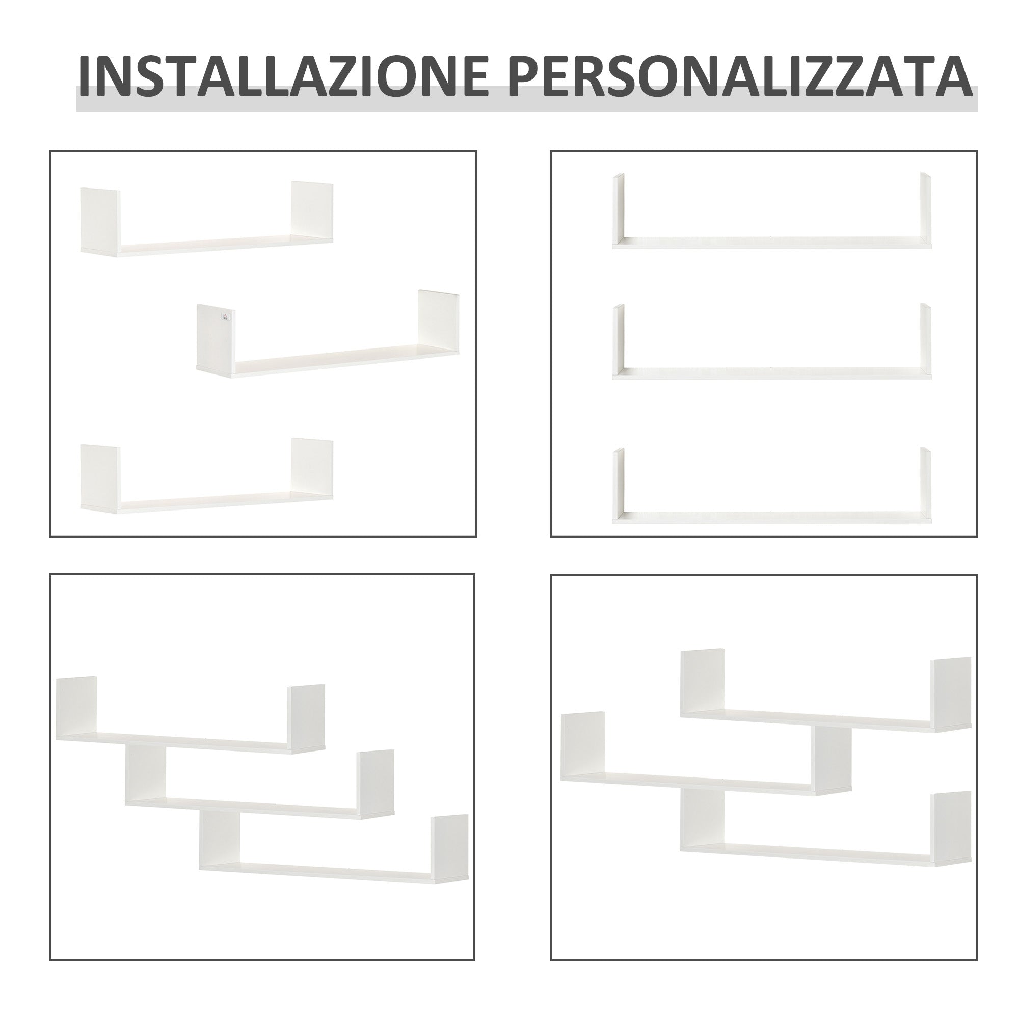 Set of 3 Wooden Wall Shelves, 80x18x18 cm, White