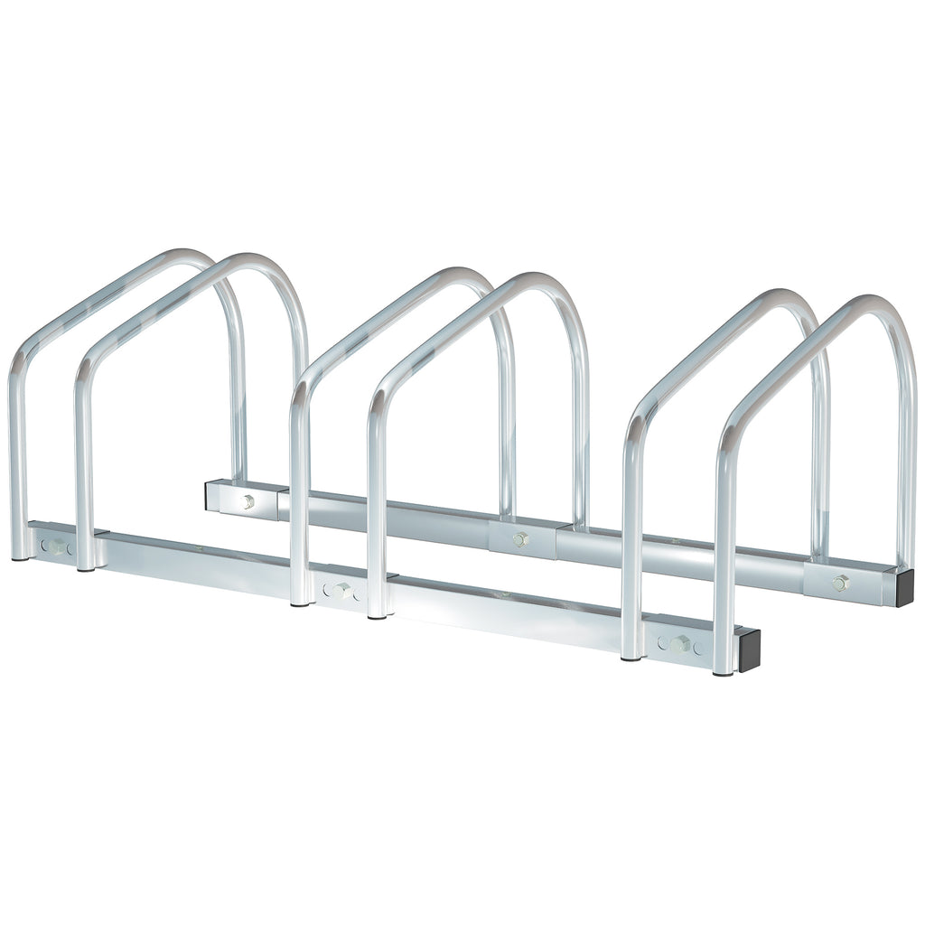Steel Bike Rack Parking Stand for 3 Bikes, 76x33x27 cm, Silver