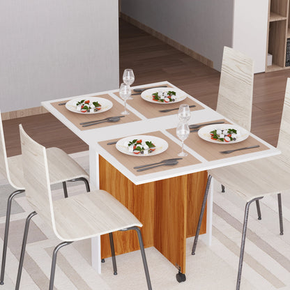 Extendable Dining Table, Modern Design, Space-Saving Folding Table with Wheels 120 × 80 × 73cm