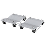 Set of 2 Non-Slip Metal Car Dollies with Lockable Swivel Wheels, Silver