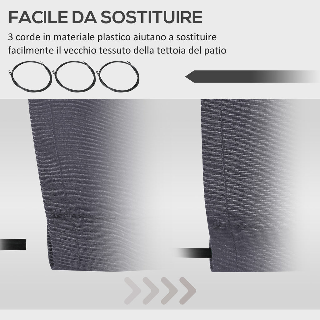 Replacement Cover for Retractable Arm Awning in Anti-UV Polyester 3.6x2.5 m, Gray