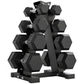 Hex Dumbbell Set with Stand and Non-Slip Grip, 2x2kg, 2x5kg, 2x8kg, 2x10kg, Black