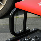 HOMCOM Padded Workshop Stool with Wheels and Tool Tray in Steel and PU, 38x35x37cm, Red - Borgè
