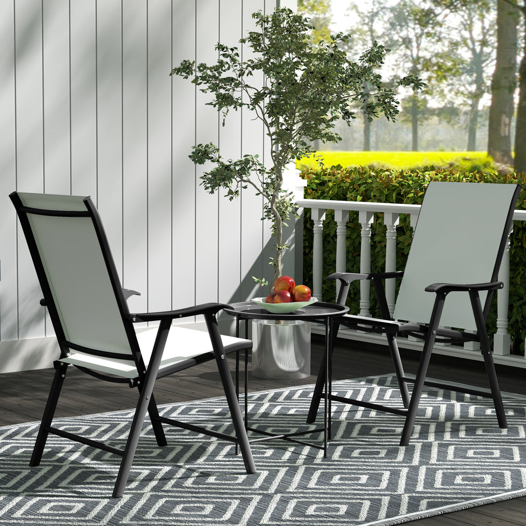 Garden Coffee Table with Removable Tray and Folding Steel Legs, Ø46x50 cm, Black