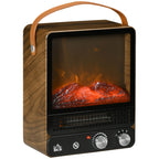 Electric Fireplace with LED Flame, 3 Heating Modes and Safety Switch, 30.3x17.5x37.4 cm