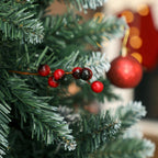 210cm Indoor Christmas Tree with 928 Branches, Pine Cones and Red Berries, Metal Base, Green