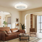 HOMCOM Ceiling Fan with Adjustable LED Light and 6 Speeds, Made of Plastic and Acrylic, Ø46x16 cm, White