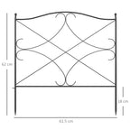 5-Panel Outdoor Metal Fence with Posts, 305x62 cm, Black