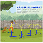 PawHut Dog Agility Set with 4 Modular Arches and Carry Bag, 88x64x95 cm, Blue and Yellow